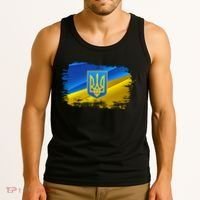 Stand With Ukraine Distressed Coat Of Arms Crest Flag Tank Top thumb 3