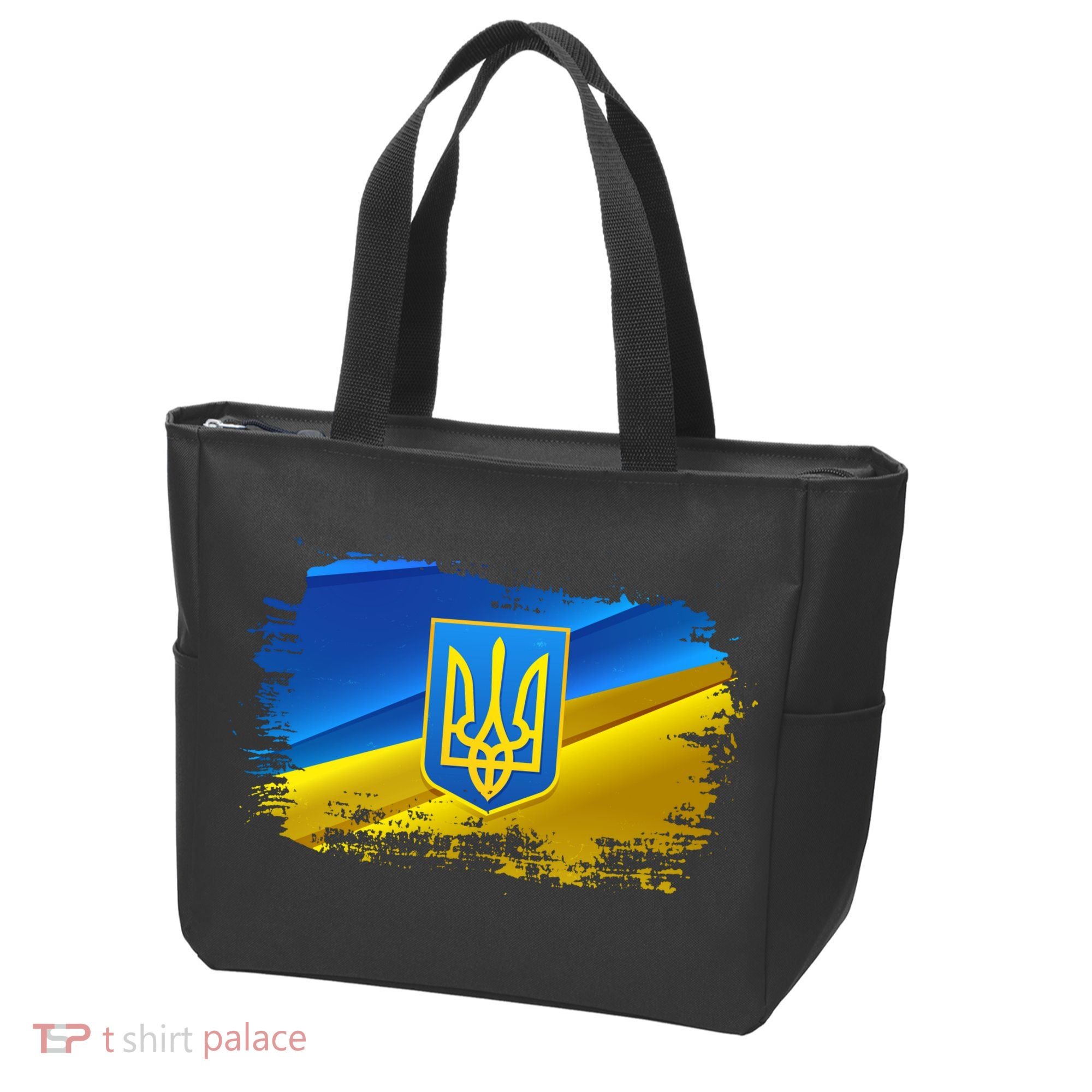 Stand With Ukraine Distressed Coat Of Arms Crest Flag Tote Bag
