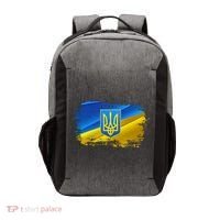 Stand With Ukraine Distressed Coat Of Arms Crest Flag Vector Backpack thumb 0