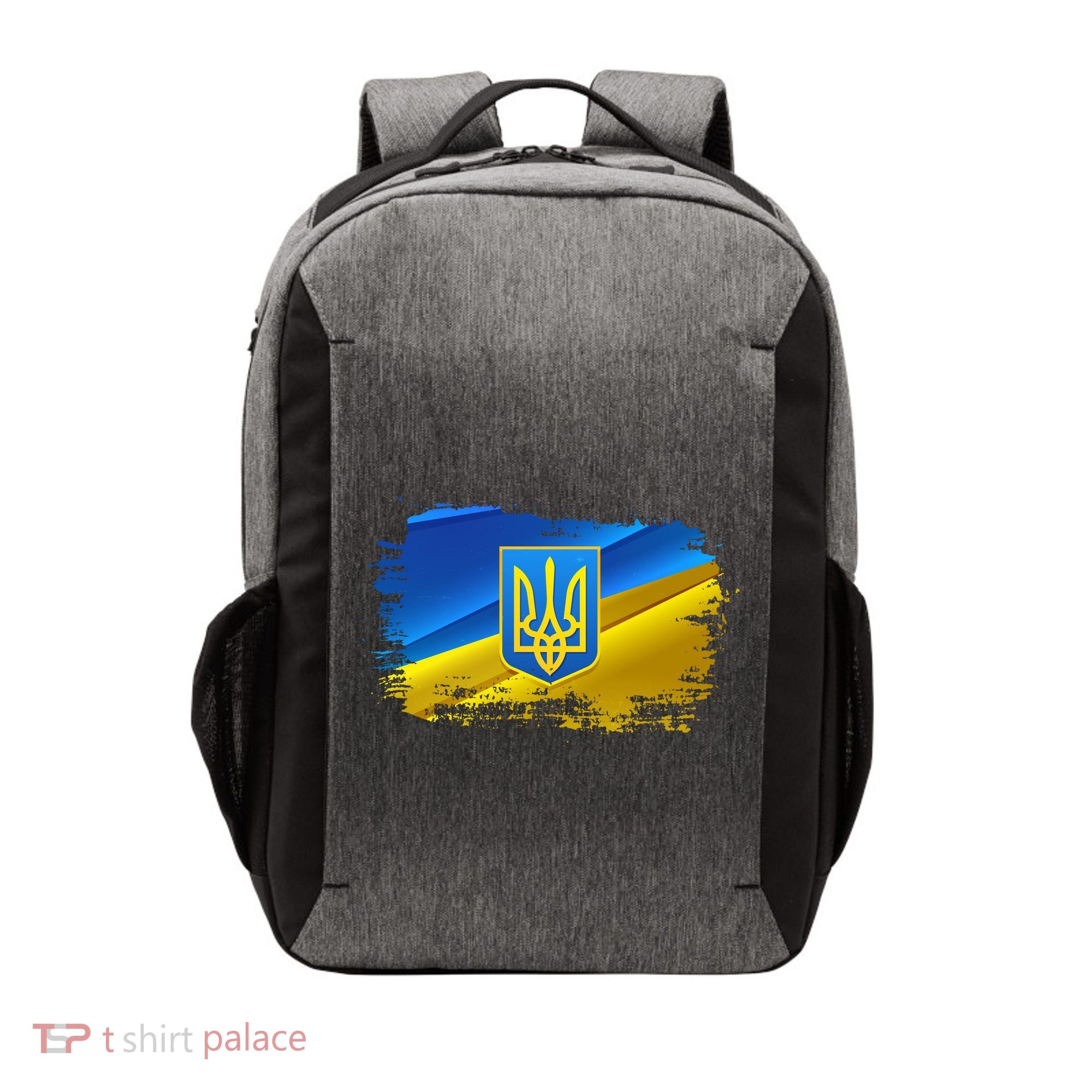 Stand With Ukraine Distressed Coat Of Arms Crest Flag Vector Backpack