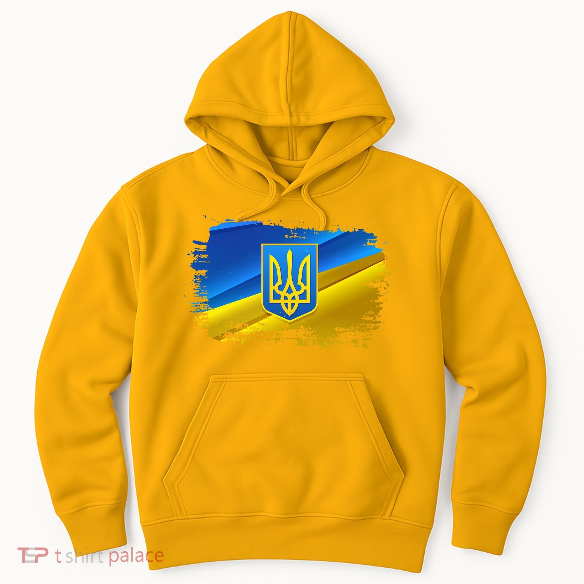 Stand With Ukraine Distressed Coat Of Arms Crest Flag Hoodie