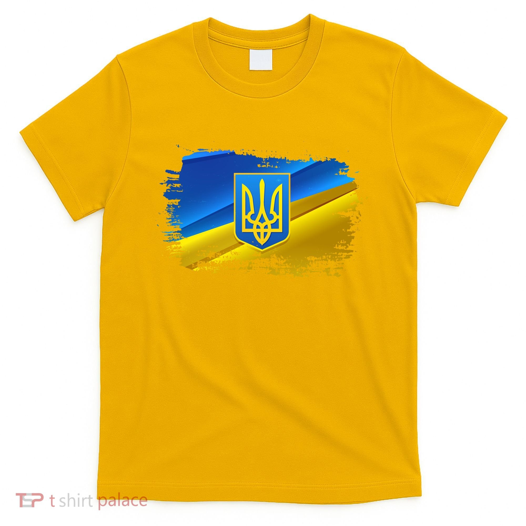 Stand With Ukraine Distressed Coat Of Arms Crest Flag T-Shirt