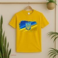 Stand With Ukraine Distressed Coat Of Arms Crest Flag T-Shirt thumb 2