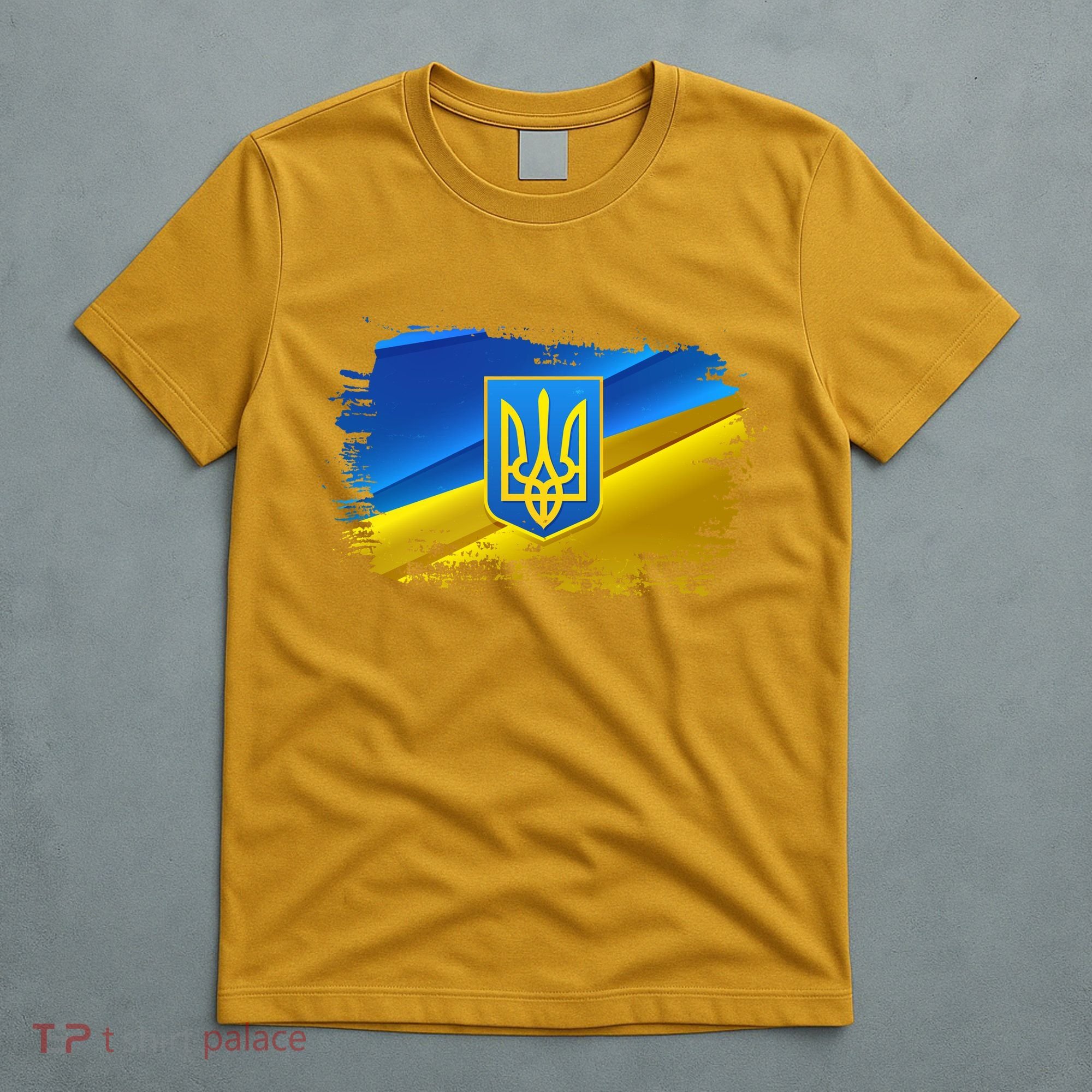 Stand With Ukraine Distressed Coat Of Arms Crest Flag T-Shirt