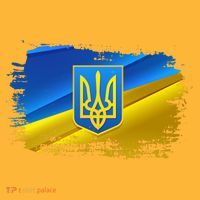 Stand With Ukraine Distressed Coat Of Arms Crest Flag T-Shirt thumb 7