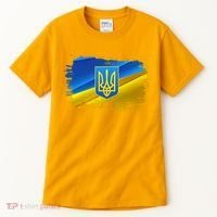 Stand With Ukraine Distressed Coat Of Arms Crest Flag Tall T-Shirt thumb 0