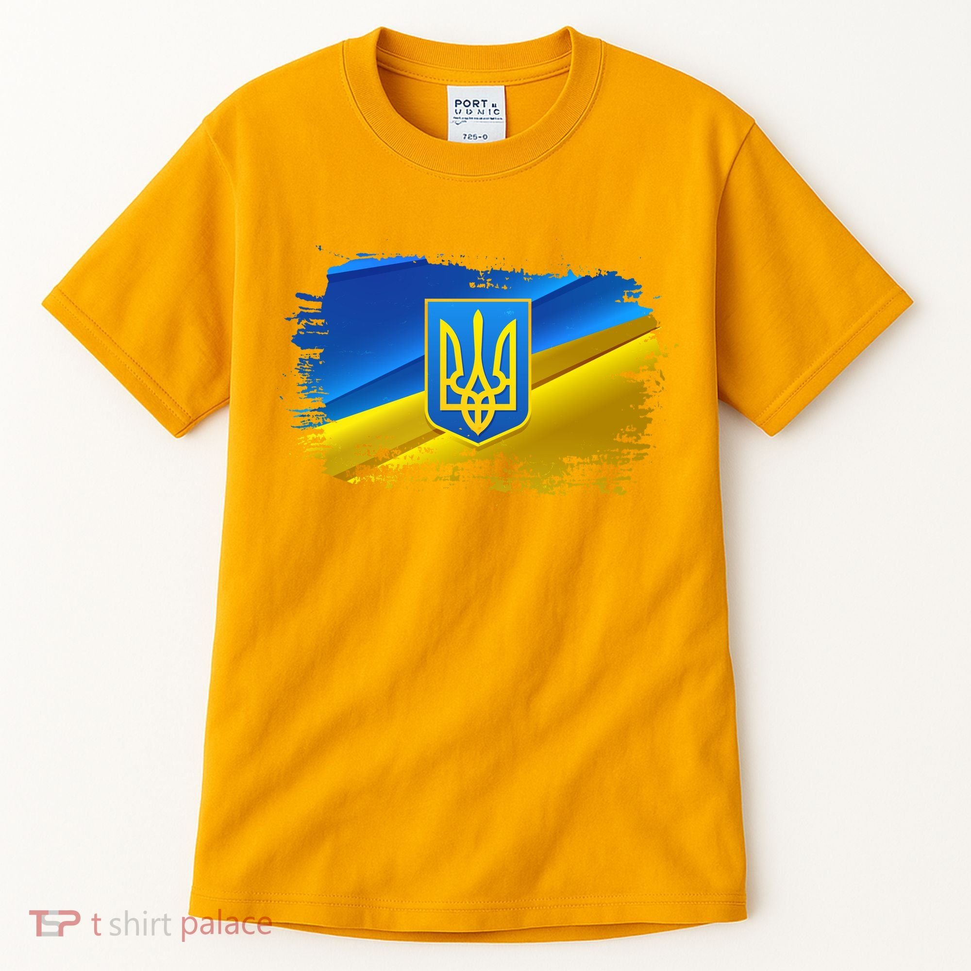 Stand With Ukraine Distressed Coat Of Arms Crest Flag Tall T-Shirt