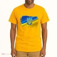 Stand With Ukraine Distressed Coat Of Arms Crest Flag Tall T-Shirt thumb 2