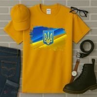 Stand With Ukraine Distressed Coat Of Arms Crest Flag Tall T-Shirt thumb 3