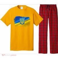 Stand With Ukraine Distressed Coat Of Arms Crest Flag Pajama Set thumb 0