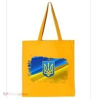 Stand With Ukraine Distressed Coat Of Arms Crest Flag Tote Bag thumb 0