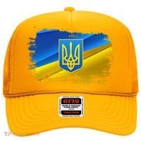 Stand With Ukraine Distressed Coat Of Arms Crest Flag Hat thumb 0