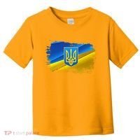 Stand With Ukraine Distressed Coat Of Arms Crest Flag Toddler T-Shirt thumb 0