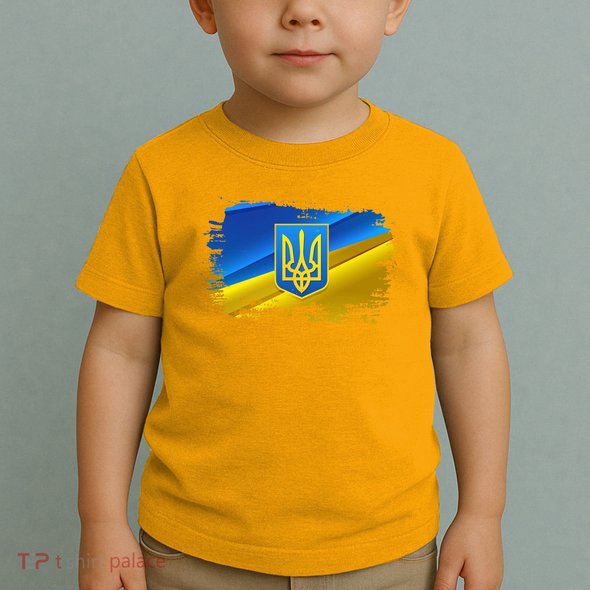 Stand With Ukraine Distressed Coat Of Arms Crest Flag Toddler T-Shirt