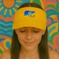 Stand With Ukraine Distressed Coat Of Arms Crest Flag Visor thumb 2