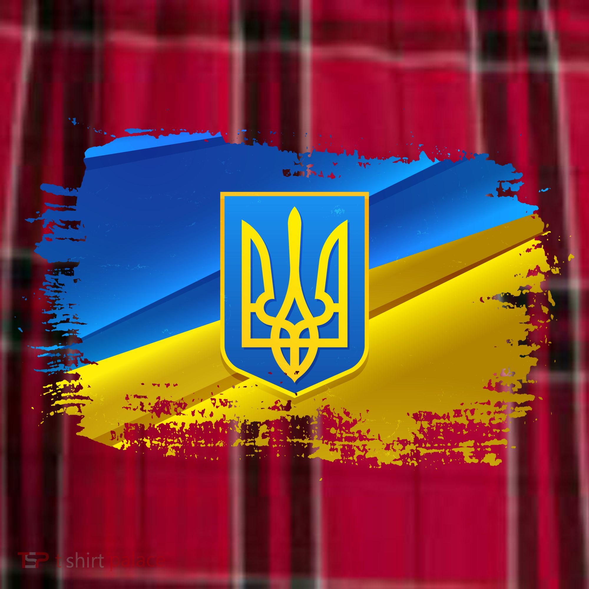 Stand With Ukraine Distressed Coat Of Arms Crest Flag Men's Flannel Plaid Pajama Pants