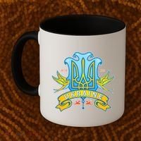 Stand With Ukraine Coat Of Arms Crest Peace Doves Coffee Mug thumb 2