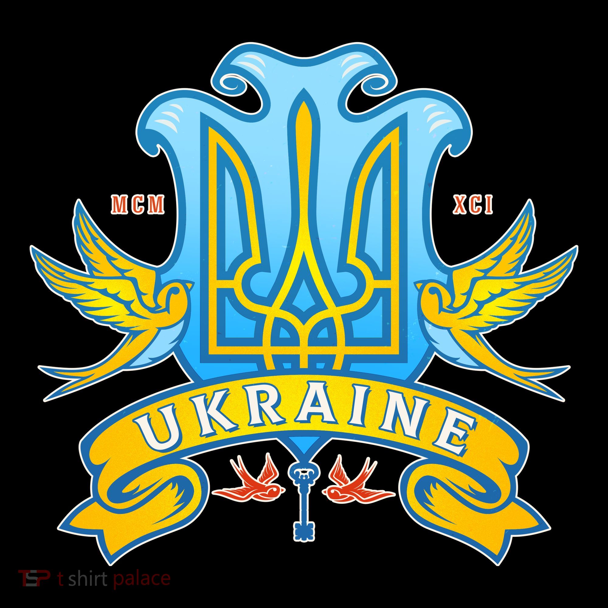 Stand With Ukraine Coat Of Arms Crest Peace Doves Coffee Mug