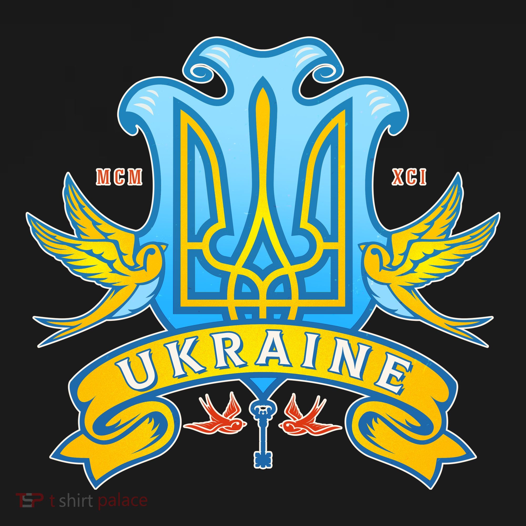 Stand With Ukraine Coat Of Arms Crest Peace Doves Ornament