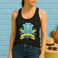 Stand With Ukraine Coat Of Arms Crest Peace Doves Women's Tank Top thumb 2