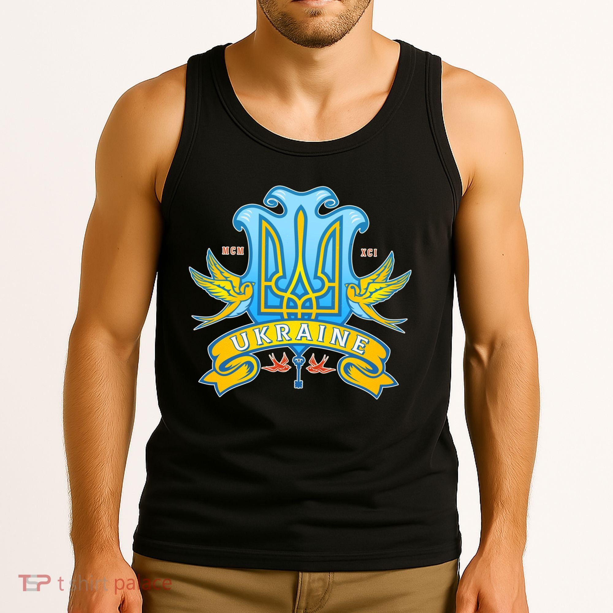 Stand With Ukraine Coat Of Arms Crest Peace Doves Tank Top