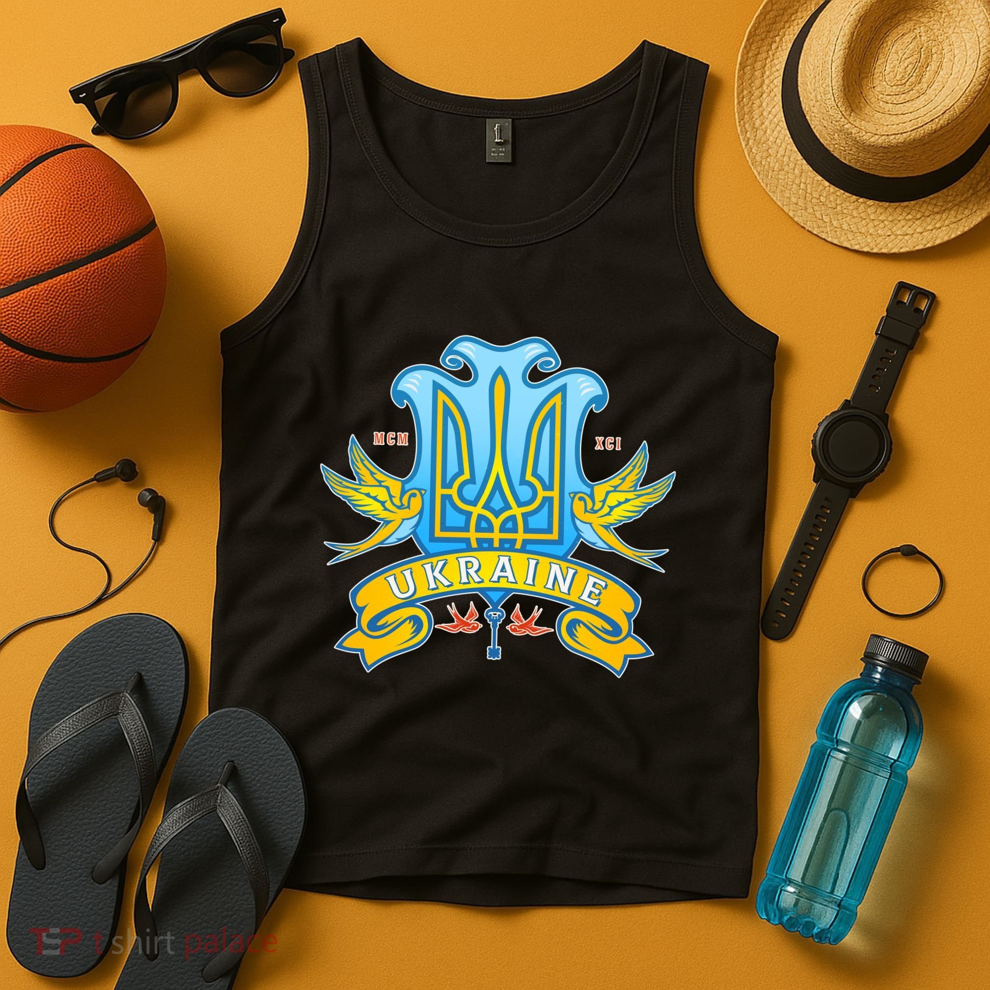 Stand With Ukraine Coat Of Arms Crest Peace Doves Tank Top
