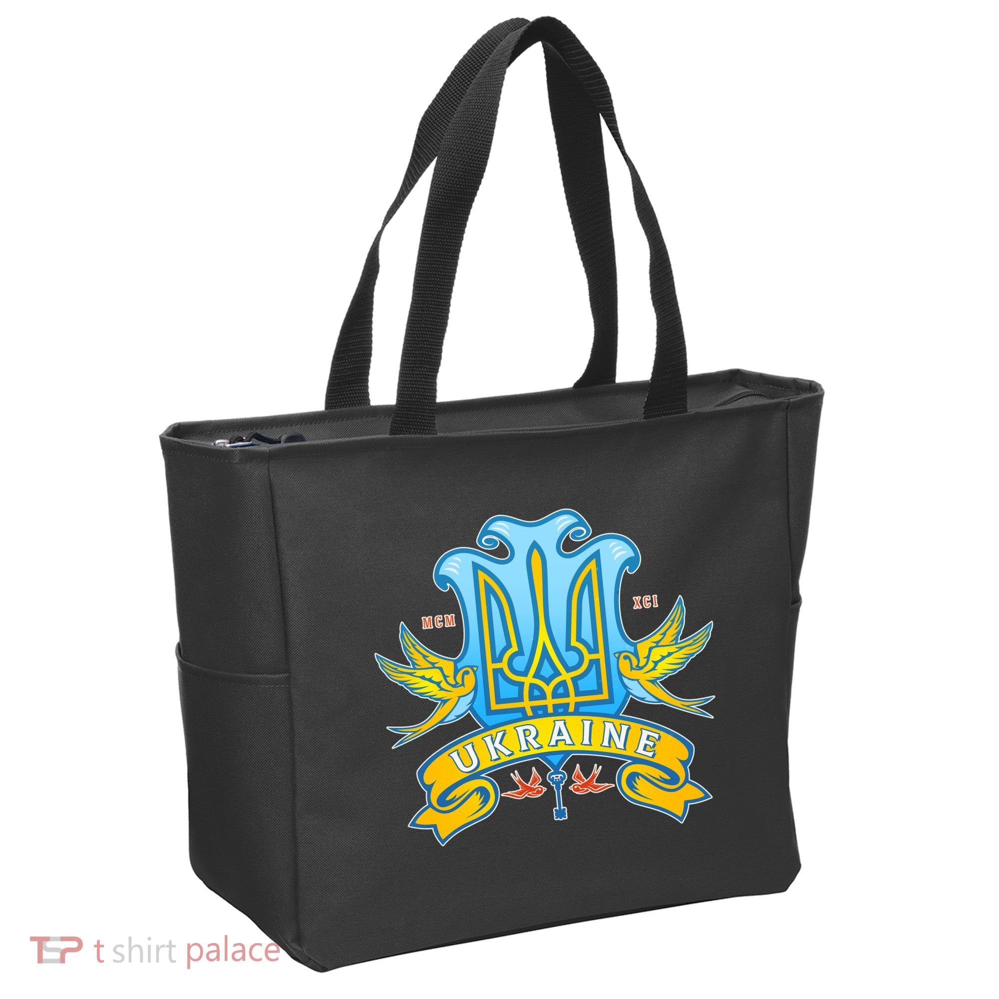 Stand With Ukraine Coat Of Arms Crest Peace Doves Tote Bag