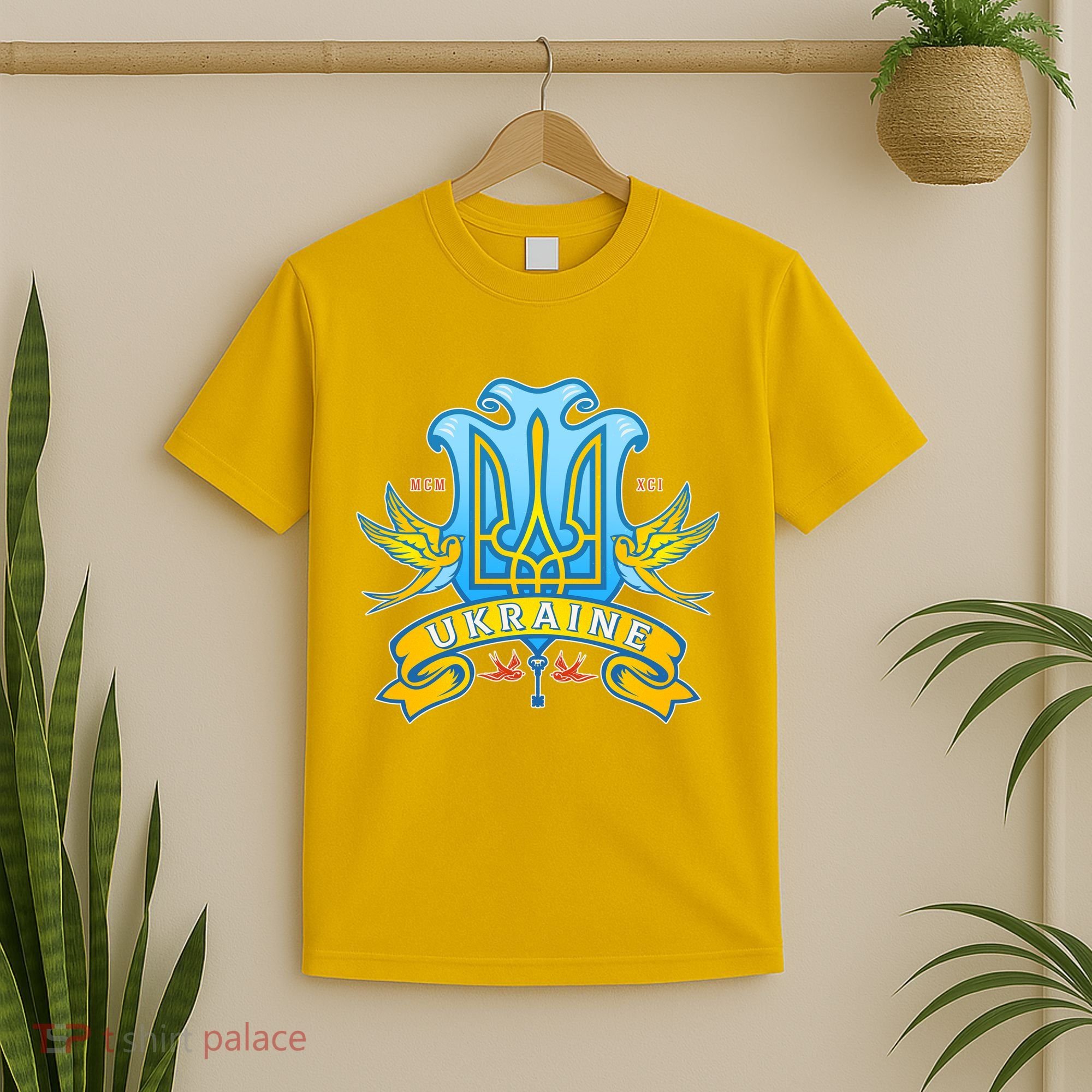 Stand With Ukraine Coat Of Arms Crest Peace Doves T-Shirt