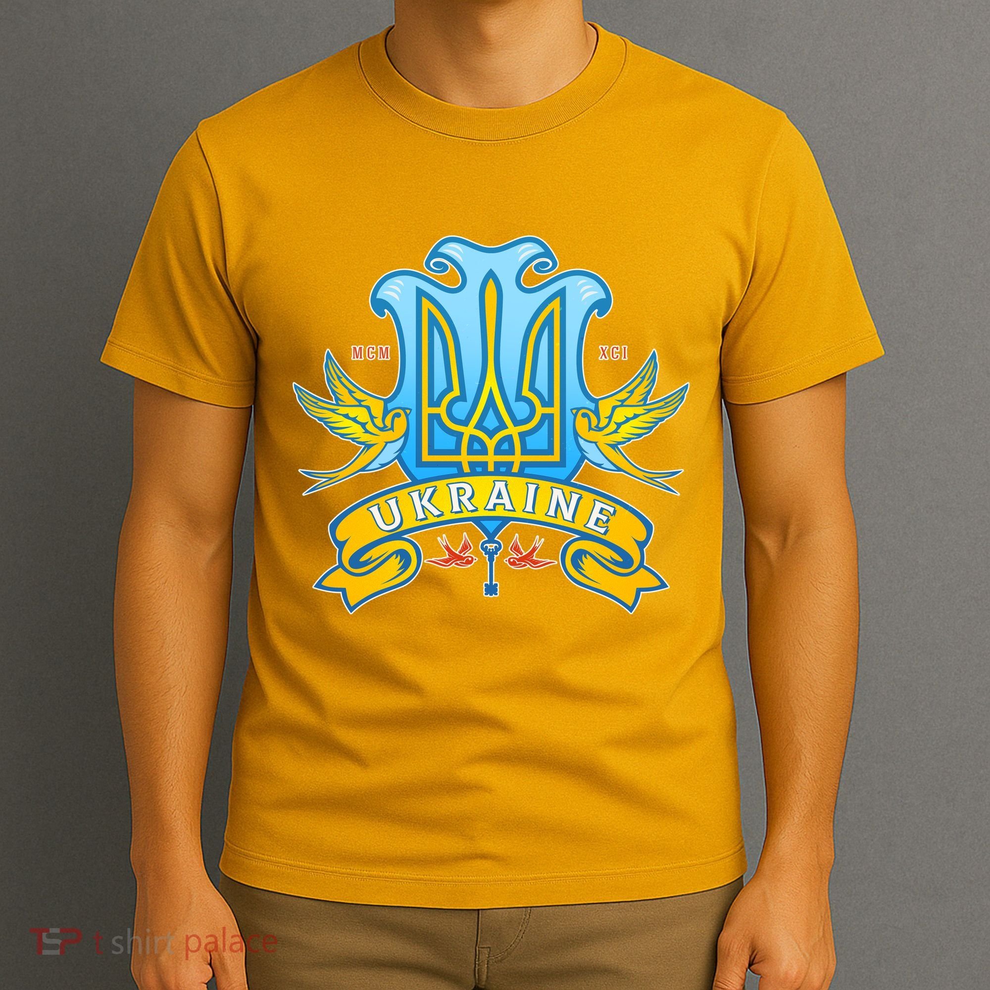 Stand With Ukraine Coat Of Arms Crest Peace Doves T-Shirt