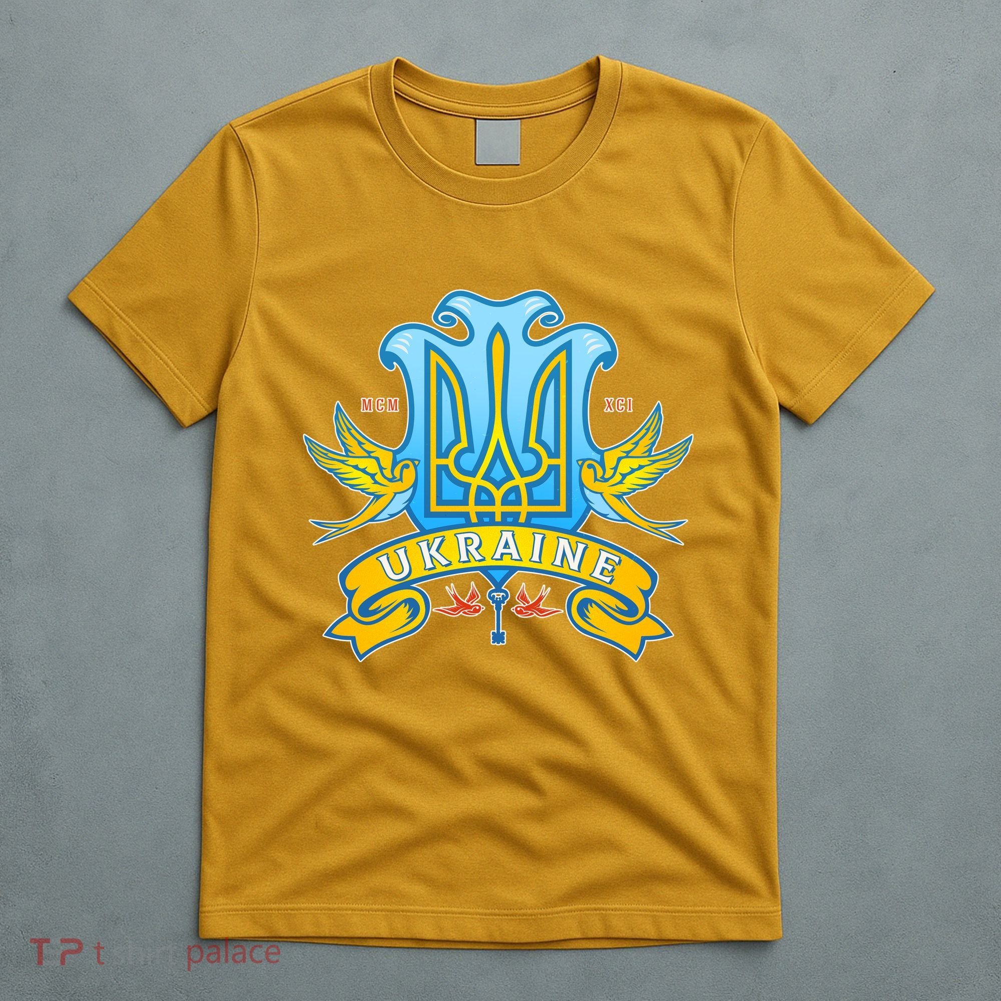 Stand With Ukraine Coat Of Arms Crest Peace Doves T-Shirt