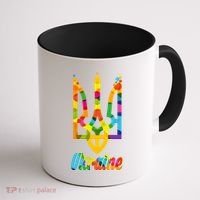 Stand With Ukraine Rainbow Dots Coat Of Arms Coffee Mug thumb 1