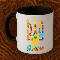 Stand With Ukraine Rainbow Dots Coat Of Arms Coffee Mug thumb 2