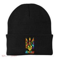 Stand With Ukraine Rainbow Dots Coat Of Arms Beanie thumb 0
