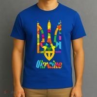 Stand With Ukraine Rainbow Dots Coat Of Arms T-Shirt thumb 3