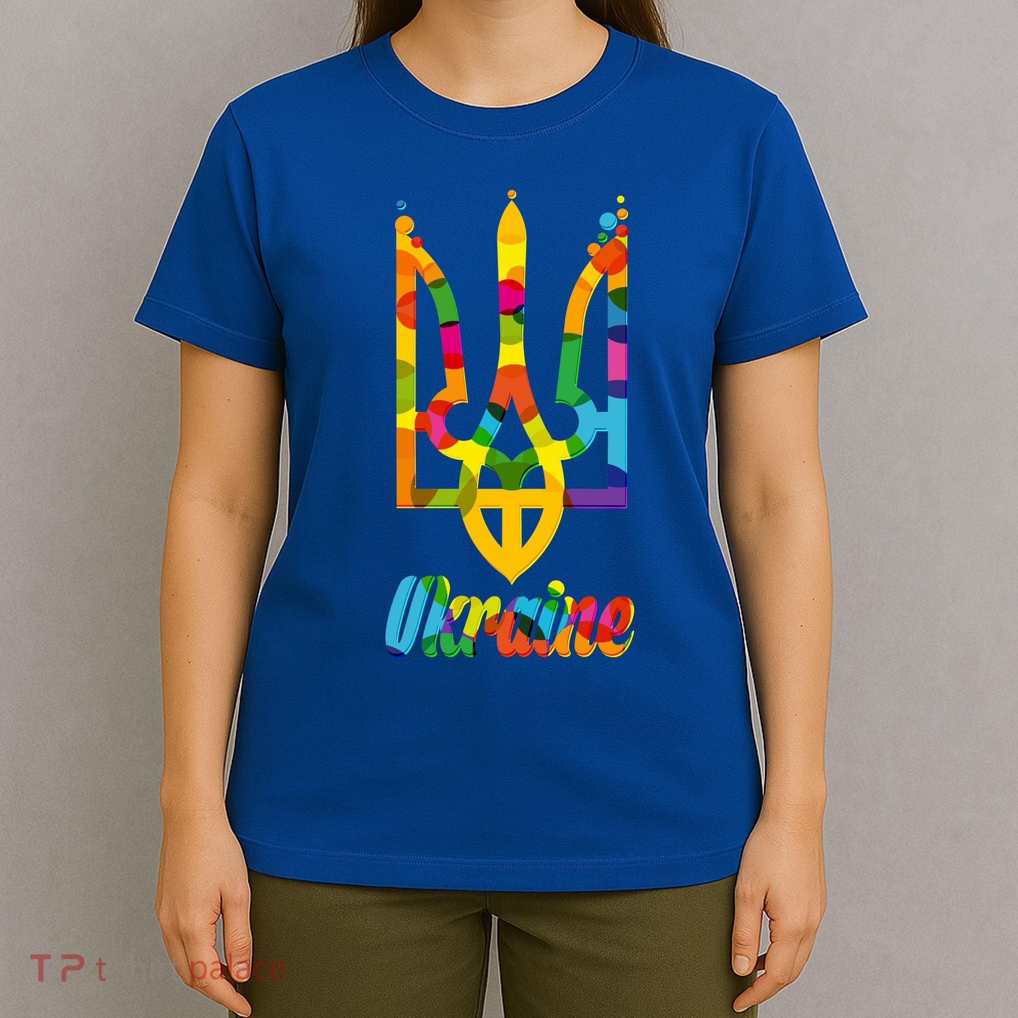 Stand With Ukraine Rainbow Dots Coat Of Arms T-Shirt