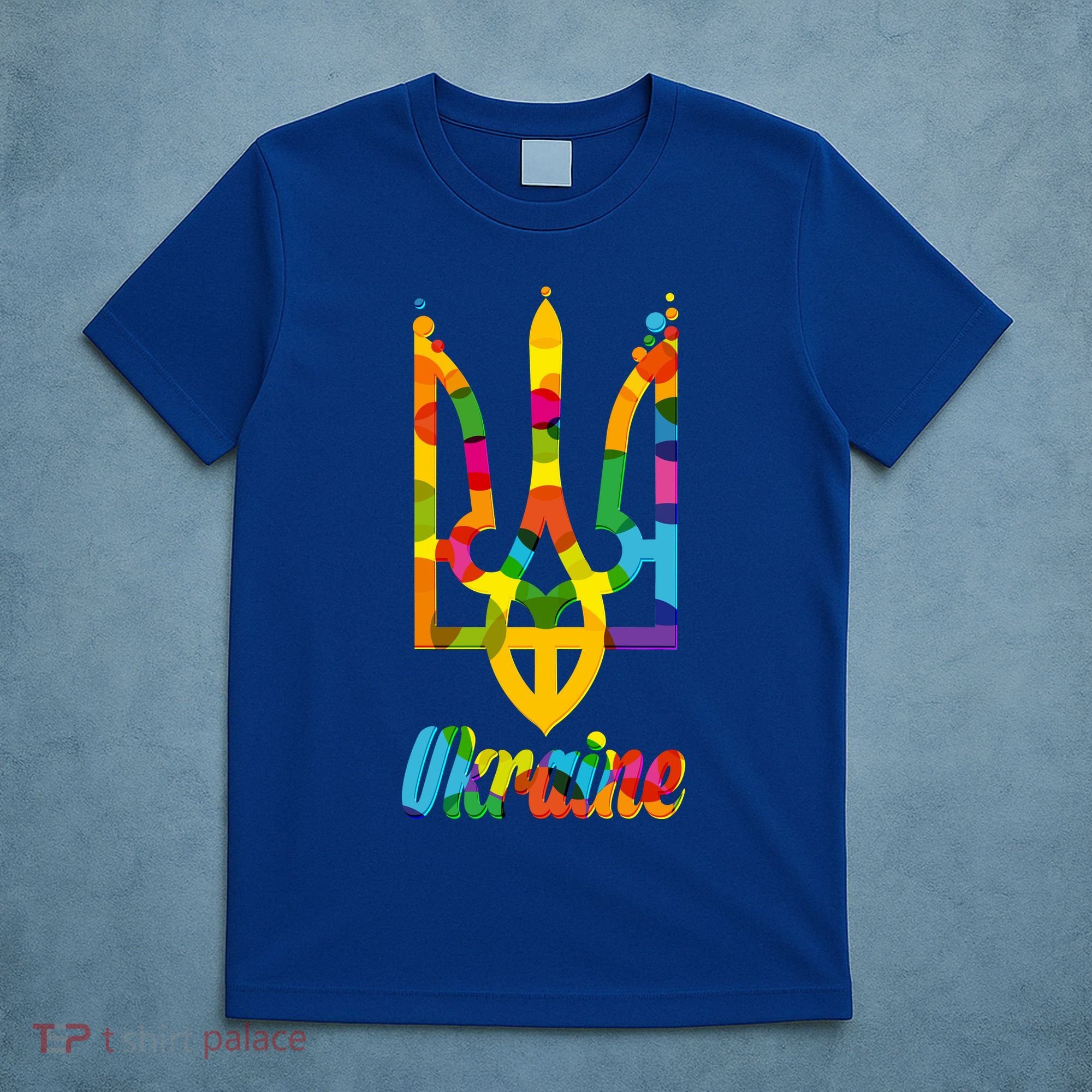 Stand With Ukraine Rainbow Dots Coat Of Arms T-Shirt