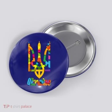 Stand With Ukraine Rainbow Dots Coat Of Arms Button
