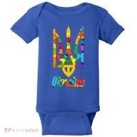 Stand With Ukraine Rainbow Dots Coat Of Arms Baby Bodysuit thumb 0