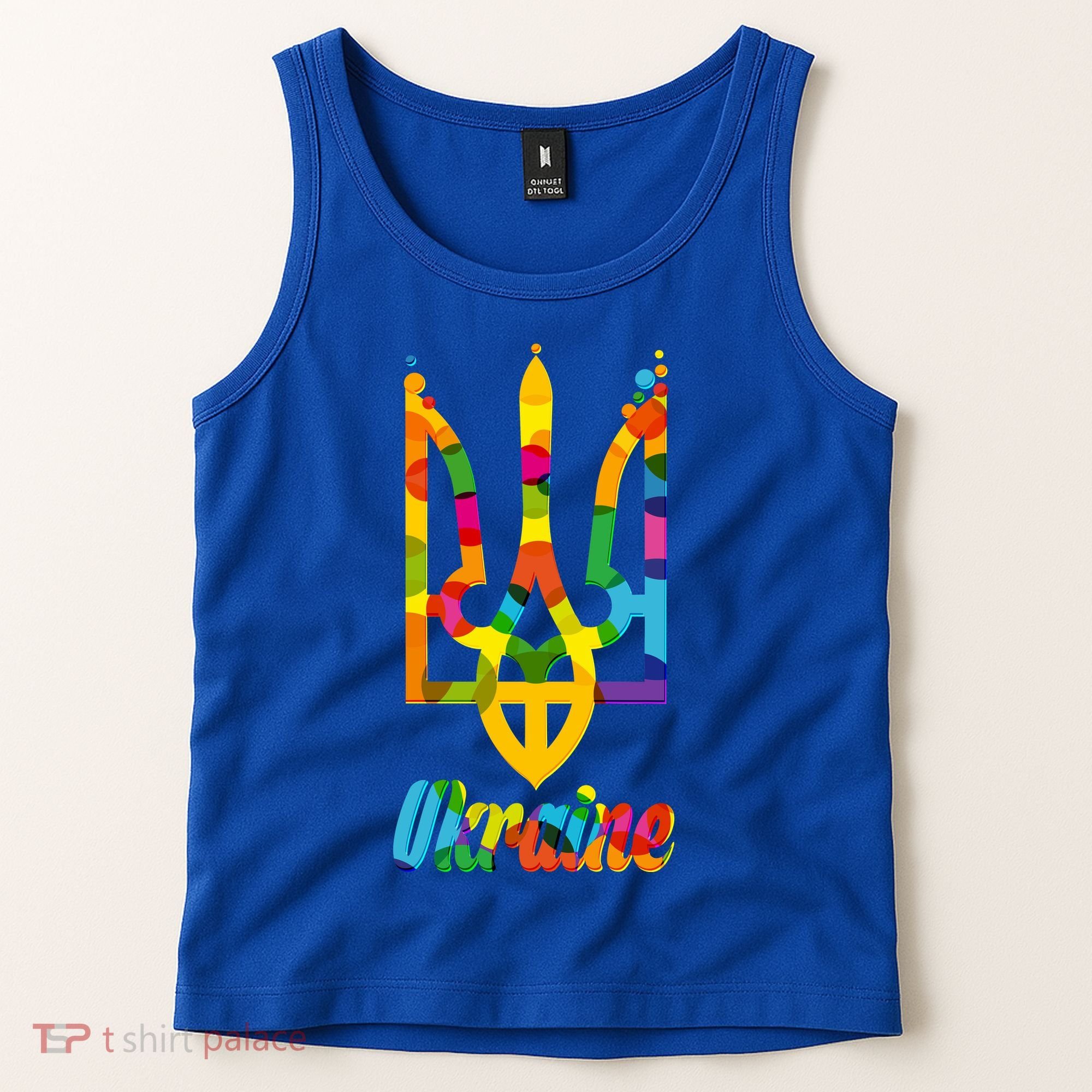 Stand With Ukraine Rainbow Dots Coat Of Arms Tank Top