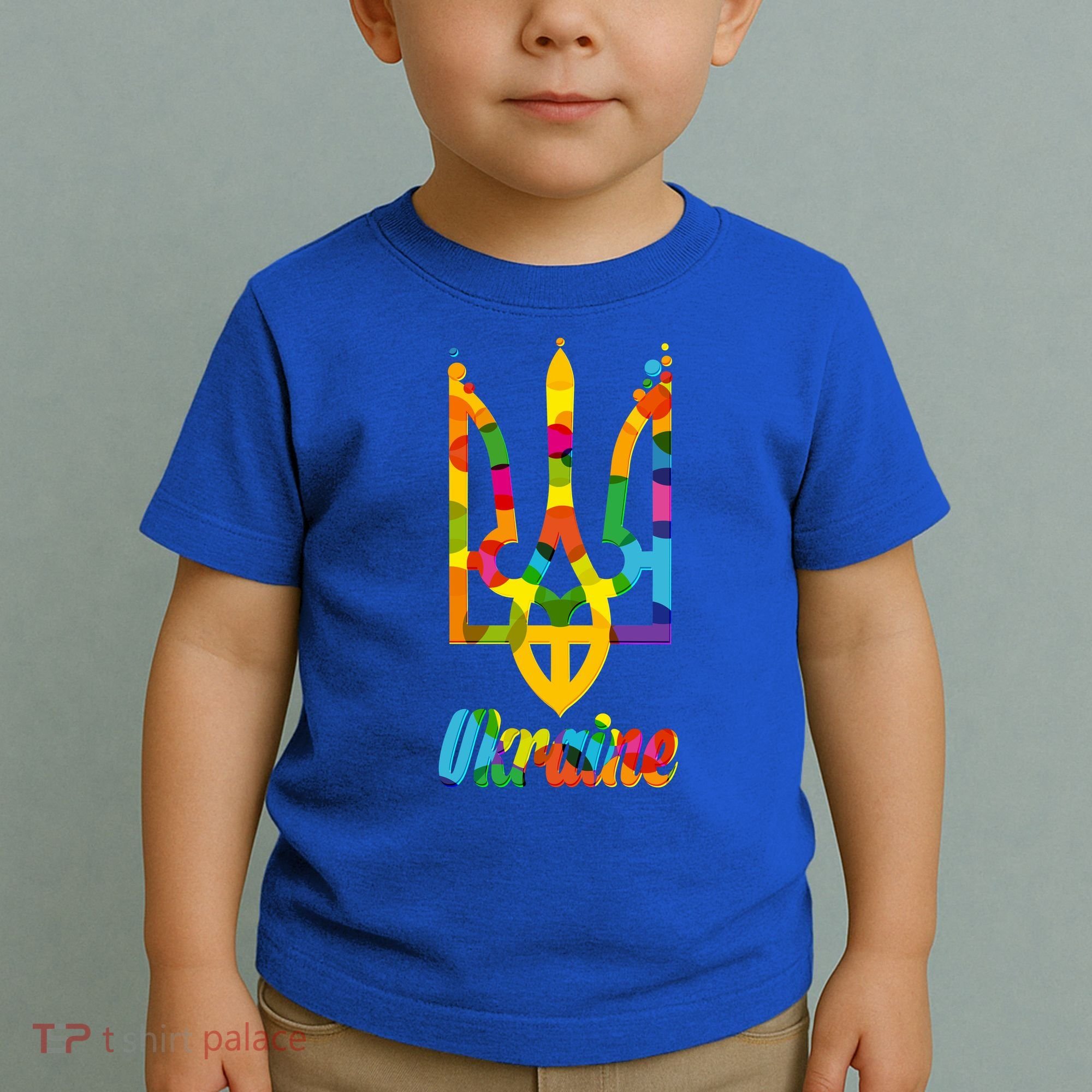 Stand With Ukraine Rainbow Dots Coat Of Arms Toddler T-Shirt