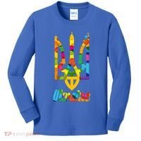 Stand With Ukraine Rainbow Dots Coat Of Arms Kids Long Sleeve Shirt thumb 0