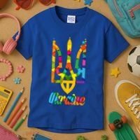 Stand With Ukraine Rainbow Dots Coat Of Arms Kids T-Shirt thumb 3