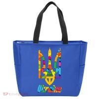 Stand With Ukraine Rainbow Dots Coat Of Arms Tote Bag thumb 0