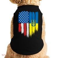Stand With Ukraine Painted Distressed USA Ukrainian Flags Doggie Tank thumb 0