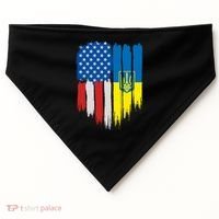 Stand With Ukraine Painted Distressed USA Ukrainian Flags USA-Made Doggie Bandana thumb 0