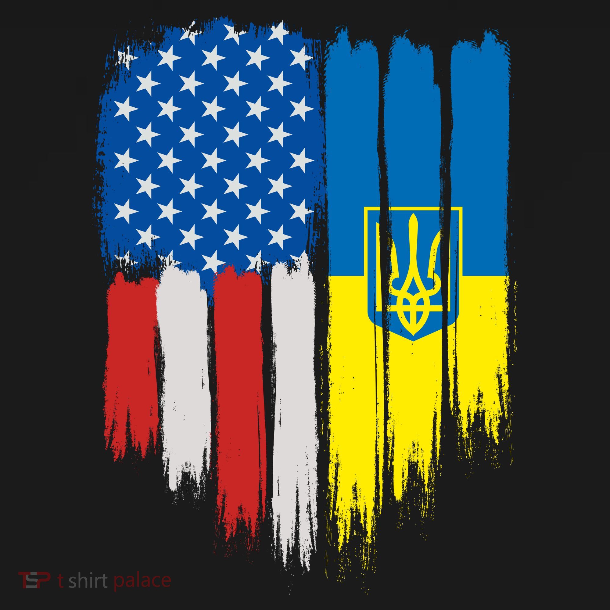 Stand With Ukraine Painted Distressed USA Ukrainian Flags USA-Made Doggie Bandana