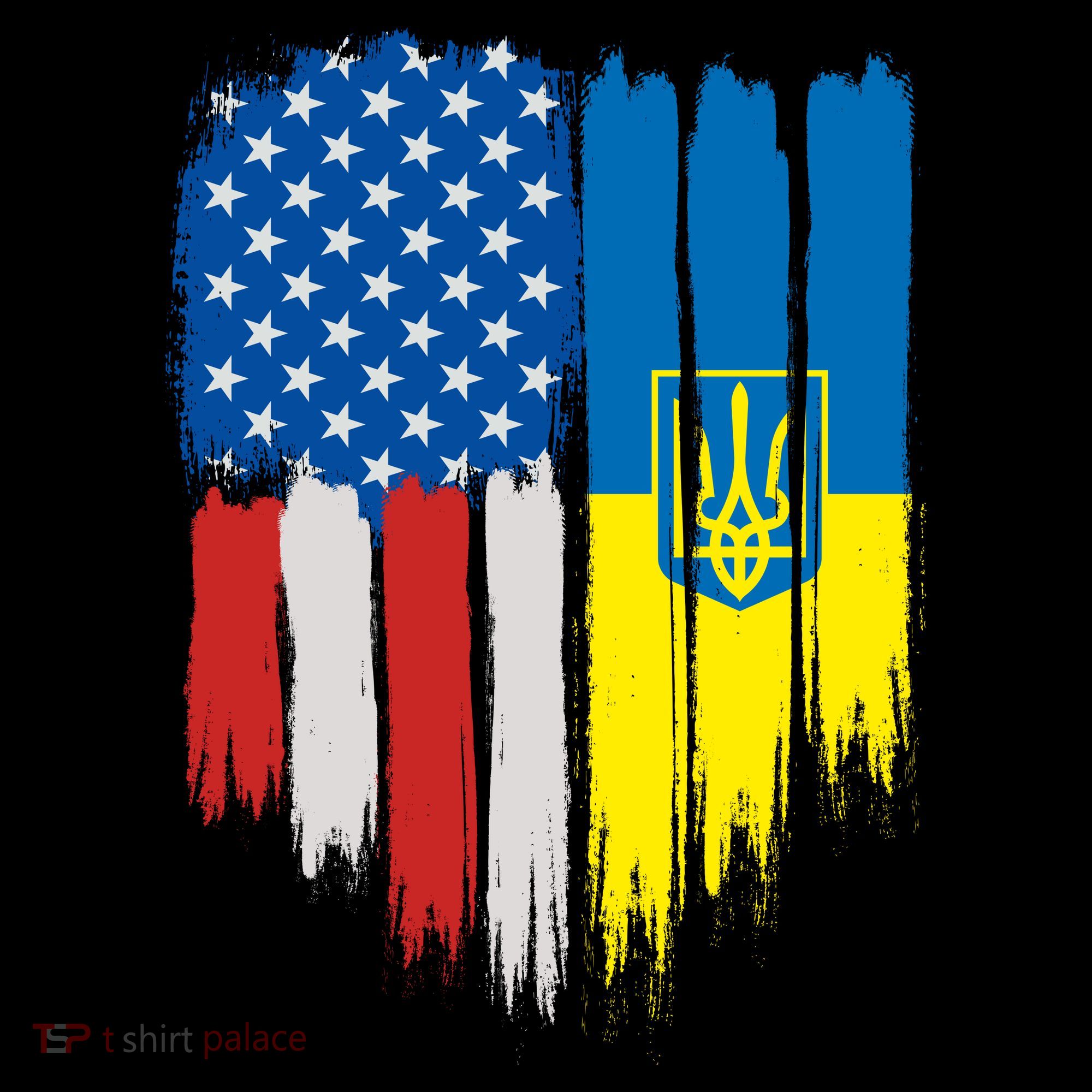 Stand With Ukraine Painted Distressed USA Ukrainian Flags Coffee Mug