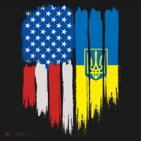 Stand With Ukraine Painted Distressed USA Ukrainian Flags Women's Hoodie thumb 2