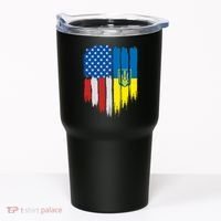 Stand With Ukraine Painted Distressed USA Ukrainian Flags Tumbler thumb 0