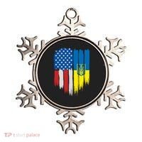 Stand With Ukraine Painted Distressed USA Ukrainian Flags Ornament thumb 0